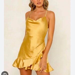 Angel Biba cowl neck romber gold satin Junior size M babydoll fairy